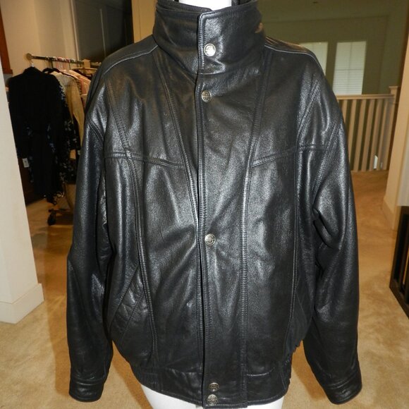 Wilsons Leather Vintage Black Leather Thinsulate Bomber Jacket Men's Size Medium - Picture 2 of 15